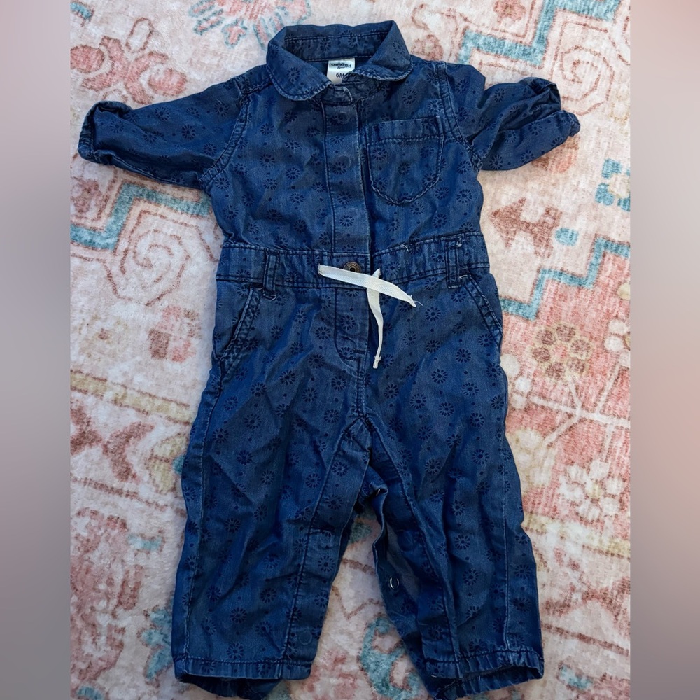 OshKosh B'gosh Navy Blue Floral Cotton One-Piece